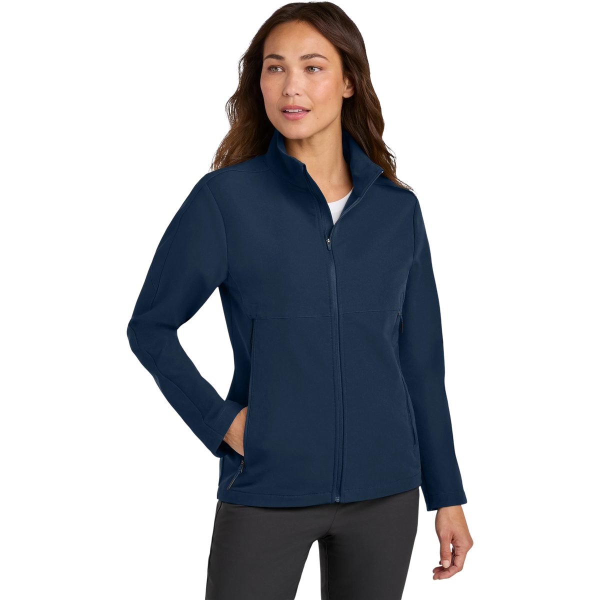 Nike Women's Full-Zip Soft Shell Jacket in Navy — custom branded by Motive