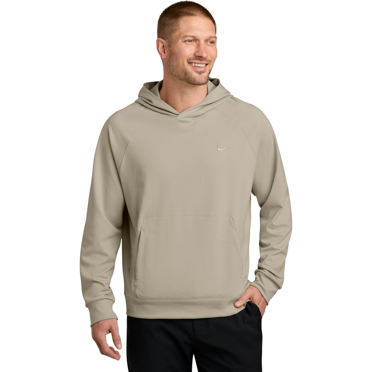Nike Dri-FIT Primary Hoodie in Desert Khaki — custom branded by Motive