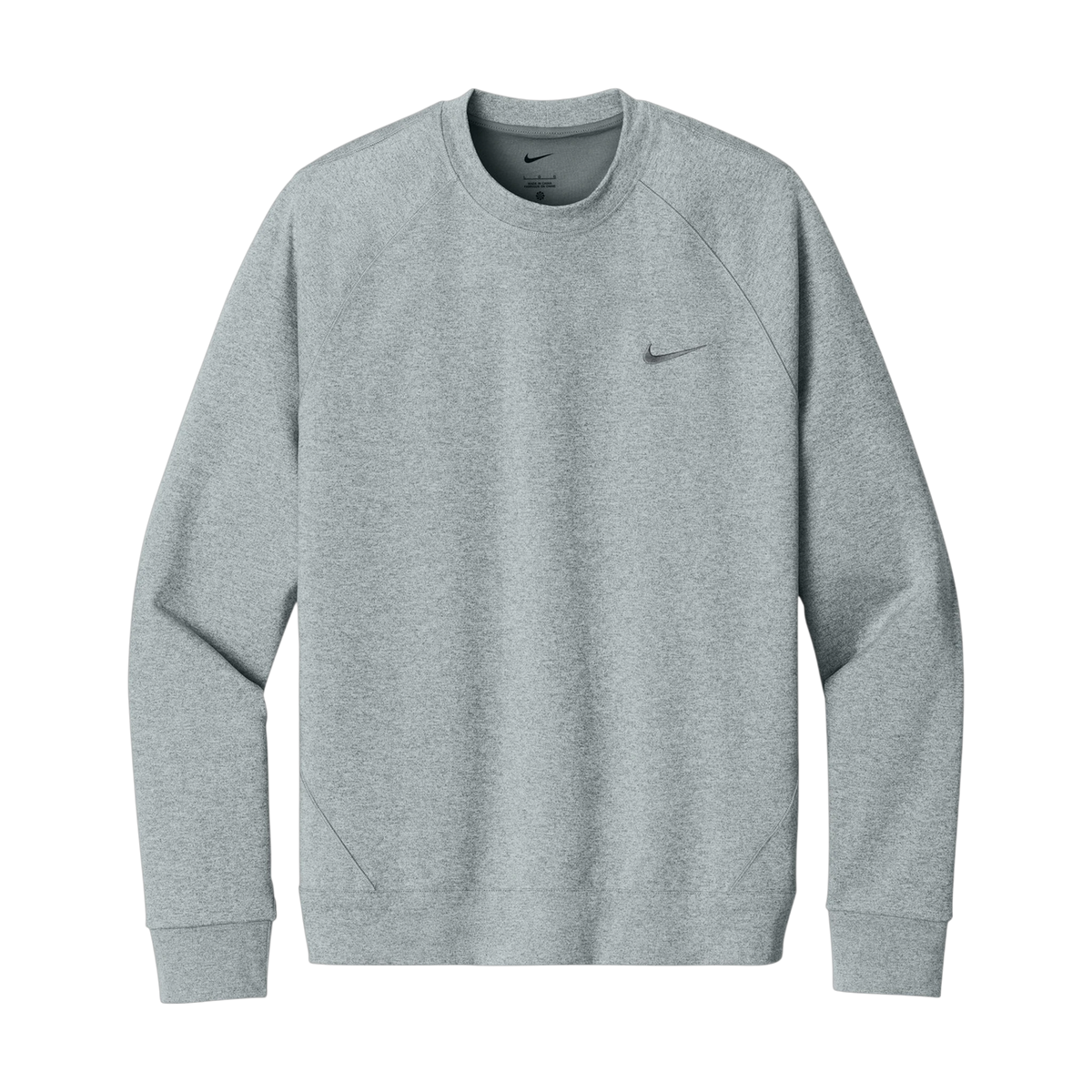 Nike Dri-FIT Primary Crew in Cool Grey Heather — custom branded by Motive