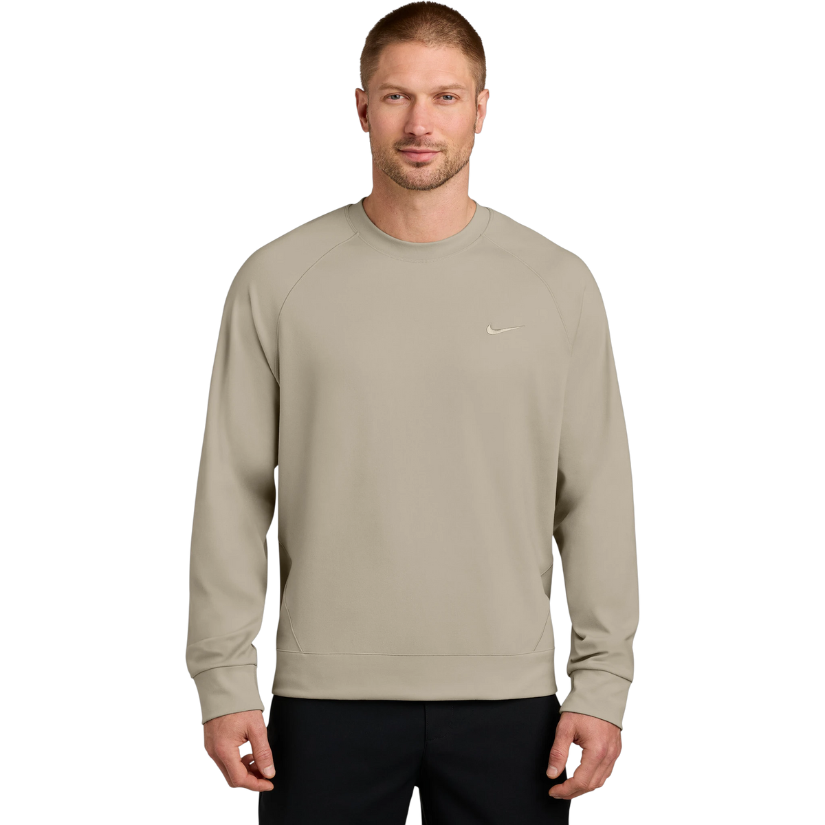Nike Dri-FIT Primary Crew in Desert Khaki — custom branded by Motive
