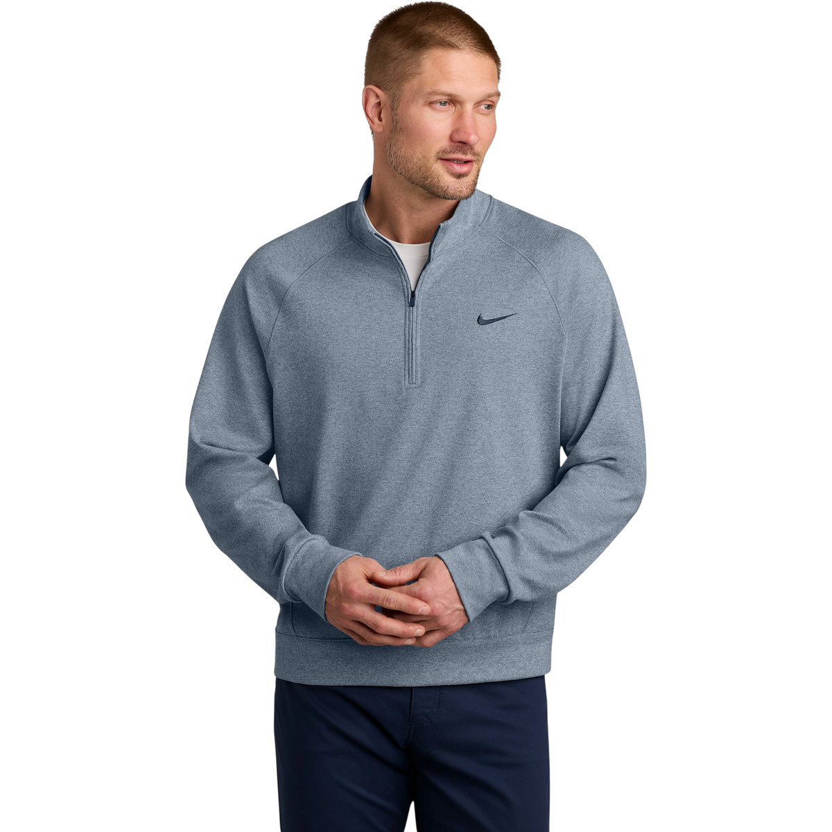 Nike Dri-FIT Primary 1/4-Zip in Navy Heather — custom branded by Motive