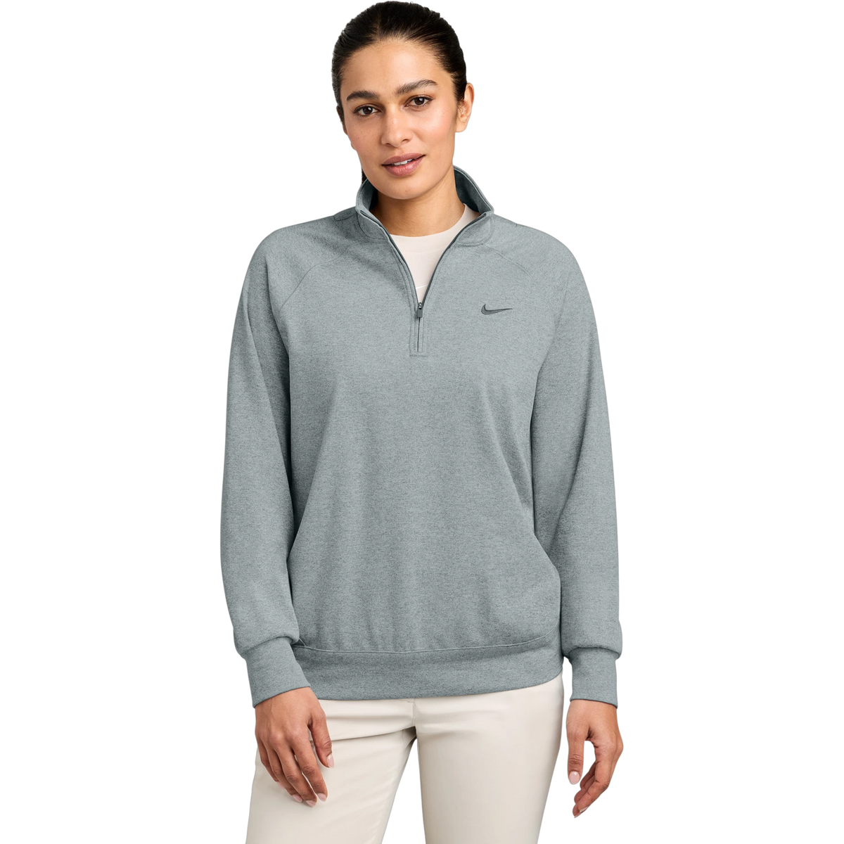 Nike Women's Dri-FIT Primary 1/4-Zip in Cool Grey Heather — custom branded by Motive