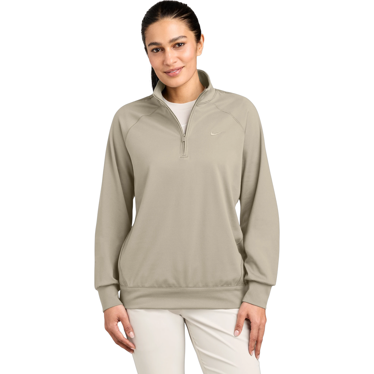 Nike Women's Dri-FIT Primary 1/4-Zip in Desert Khaki — custom branded by Motive