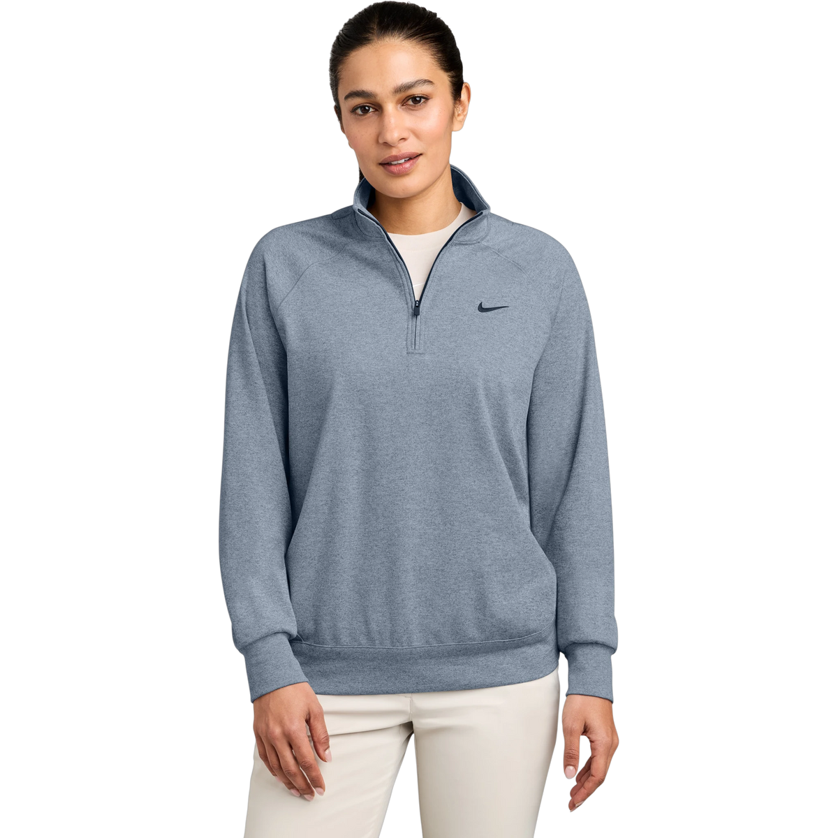 Nike Women's Dri-FIT Primary 1/4-Zip in Navy Heather — custom branded by Motive