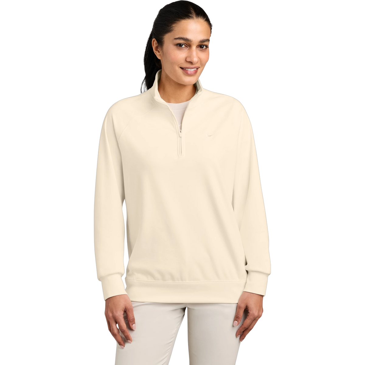 Nike Women's Dri-FIT Primary 1/4-Zip in Pale Ivory — custom branded by Motive