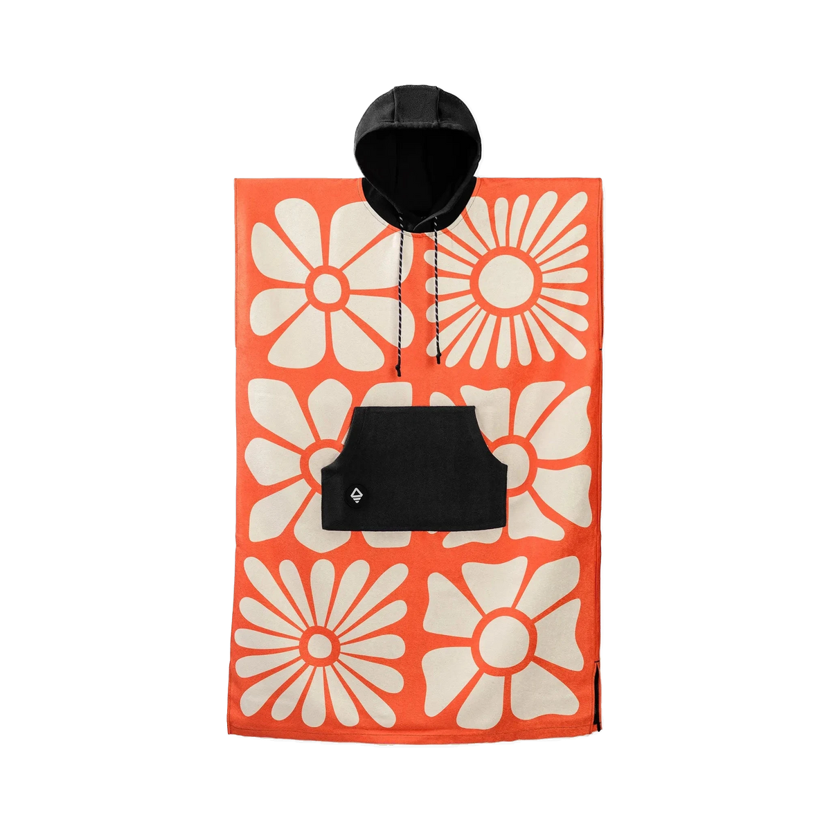Nomadix Changing Poncho in Big Flowers Expedition Orange — custom branded by Motive