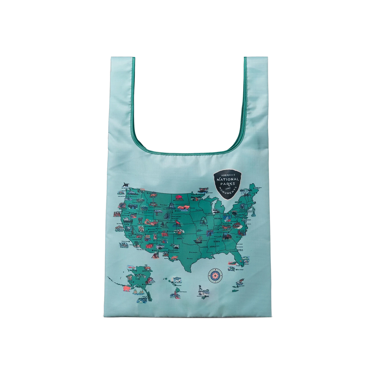 Nomadix Pocket Tote in National Parks and Monuments Map — custom branded by Motive