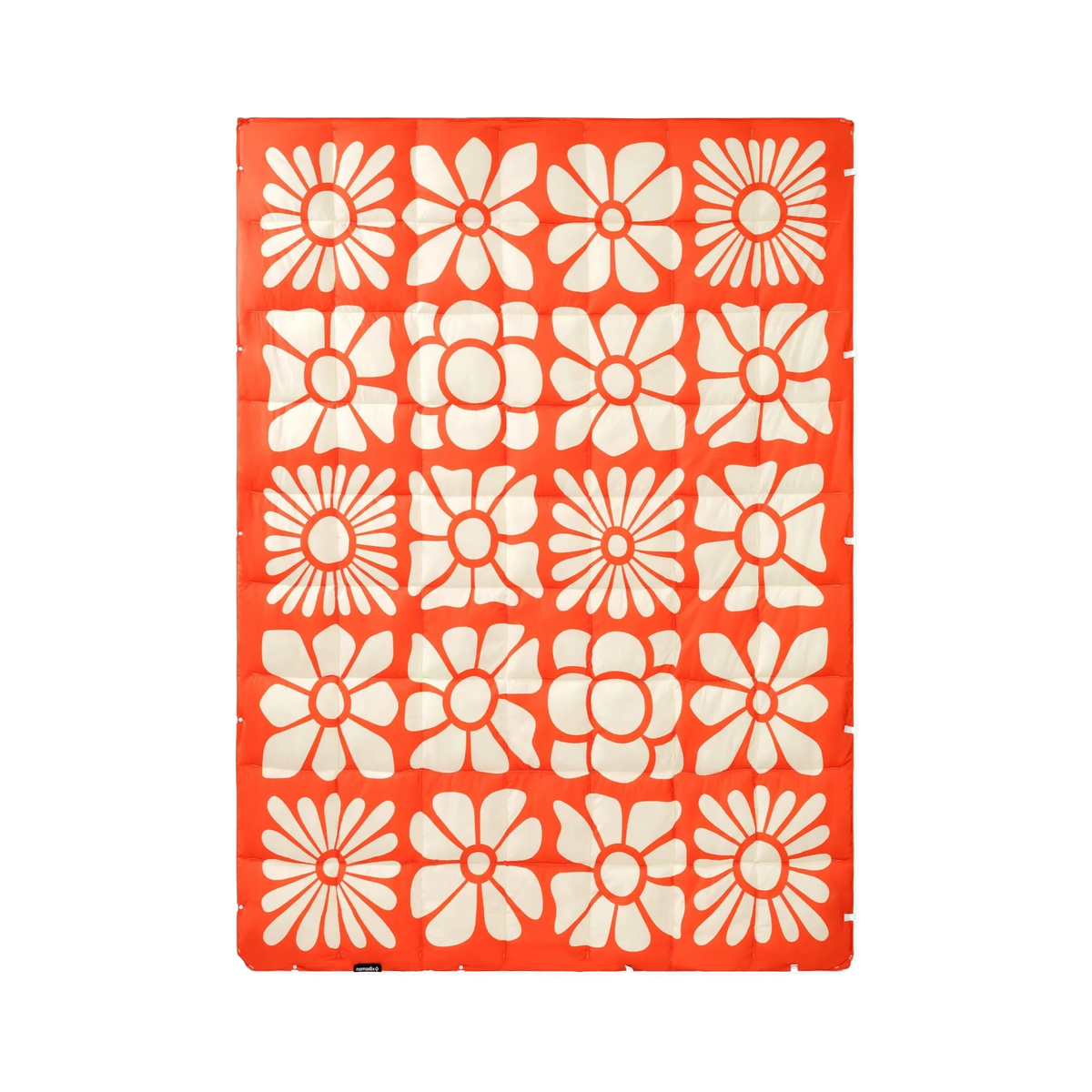 Nomadix Graphene Puffer Blanket in Big Flowers Expedition Orange — custom branded by Motive