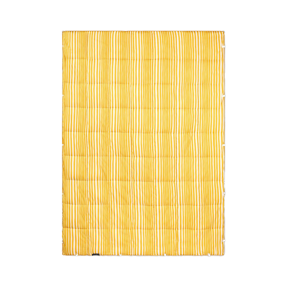 Nomadix Graphene Puffer Blanket in Heritage Stripe Amber Sun — custom branded by Motive