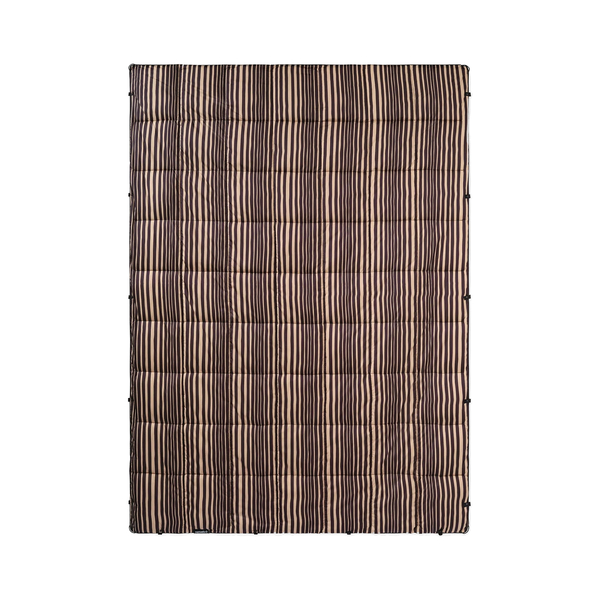 Nomadix Graphene Puffer Blanket in Heritage Stripe Black and Tan — custom branded by Motive