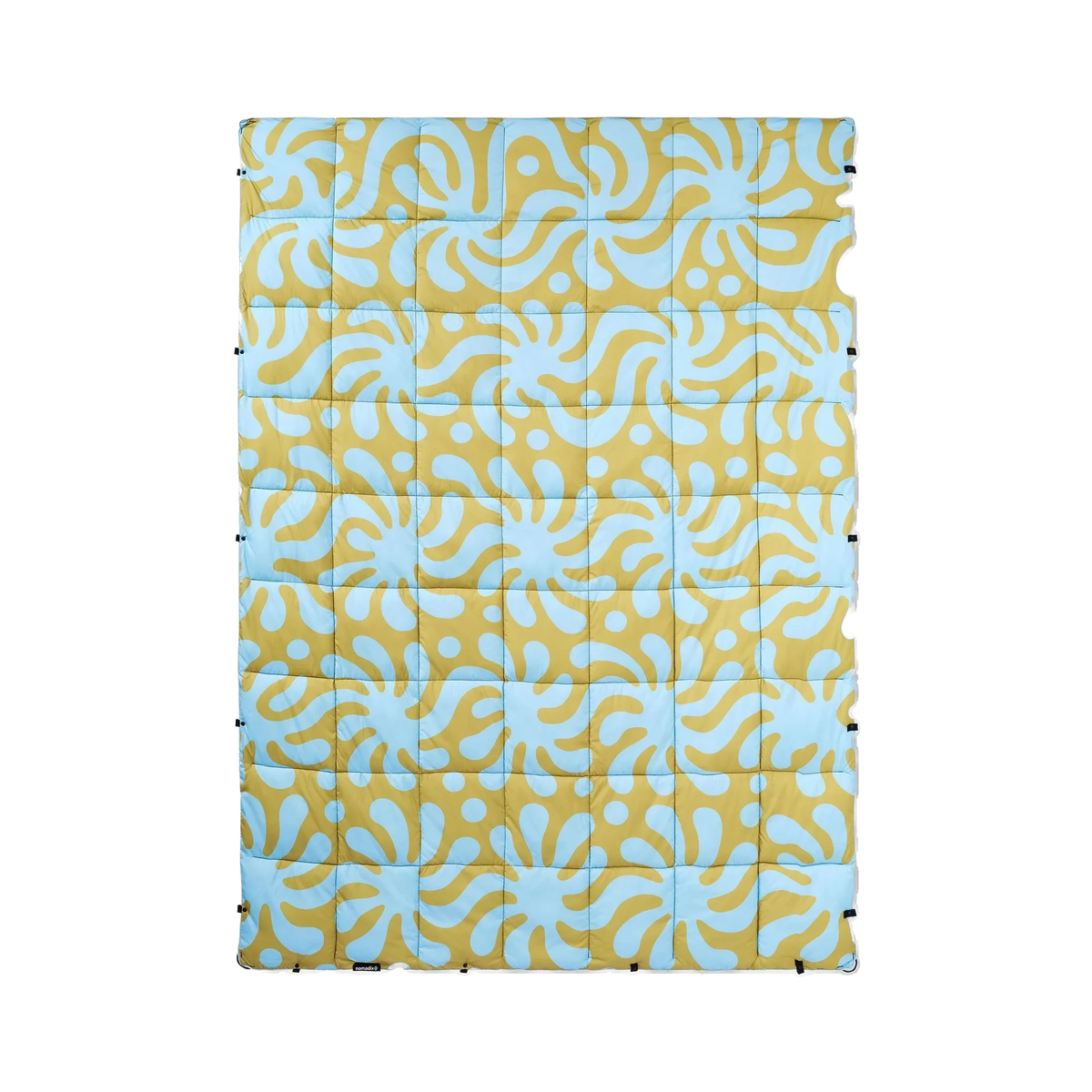 Nomadix Graphene Puffer Blanket in Whirlpool Meadow Green — custom branded by Motive