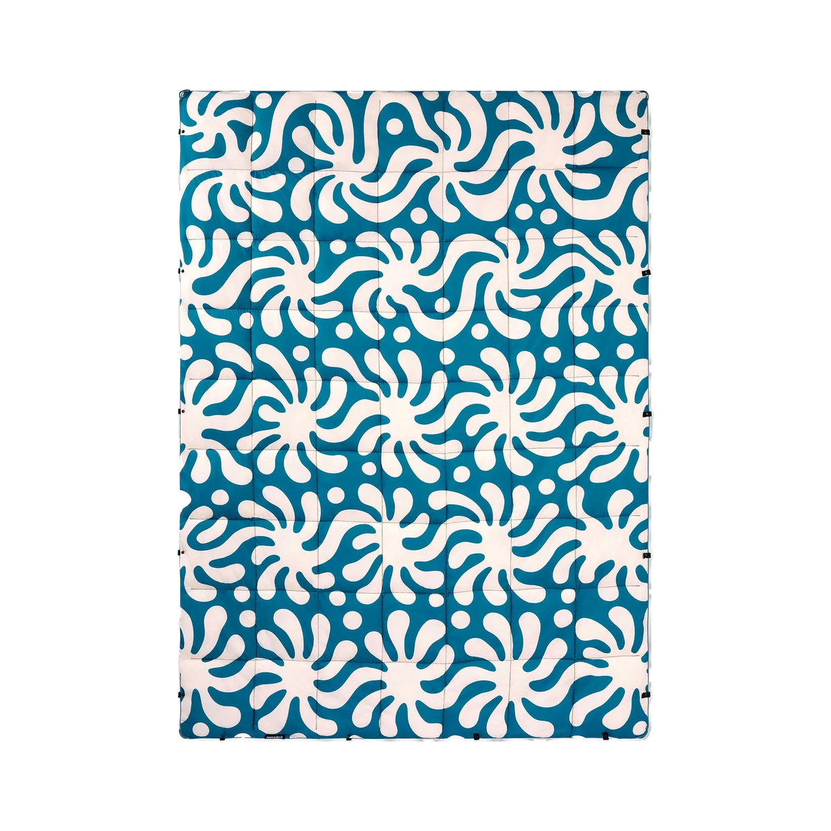 Nomadix Graphene Puffer Blanket in Whirlpool Teal Ocean — custom branded by Motive
