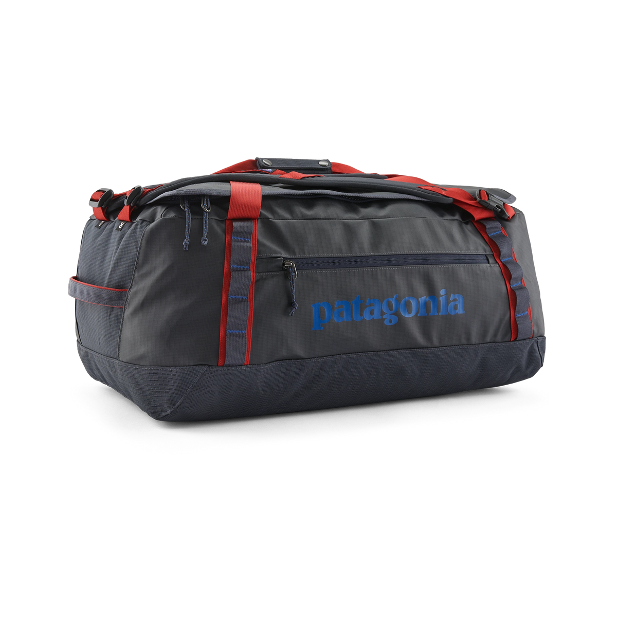 Patagonia Black Hole Duffel in Smolder Blue w/Amanita Red