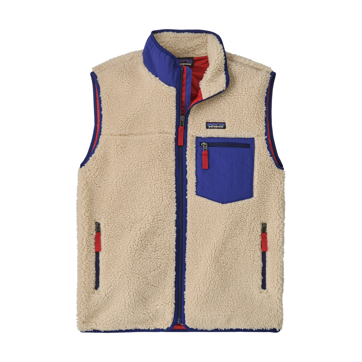 Patagonia Classic Retro-X Fleece Vest in Dark Natural w/Cobalt Blue