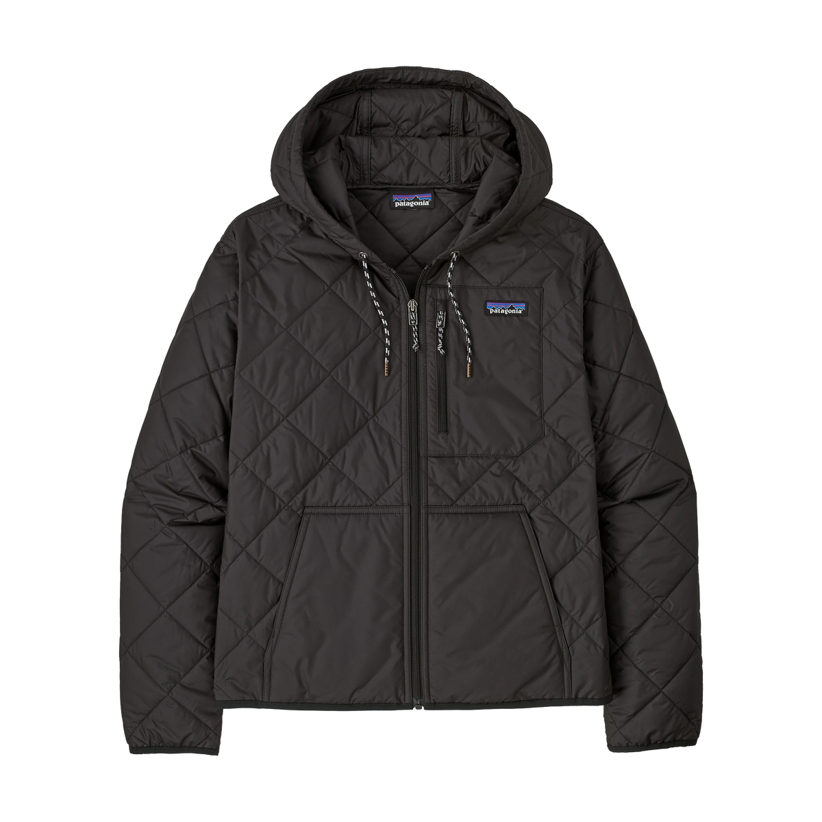 Patagonia Women's Diamond Quilted Bomber Hoody in Black w/Black