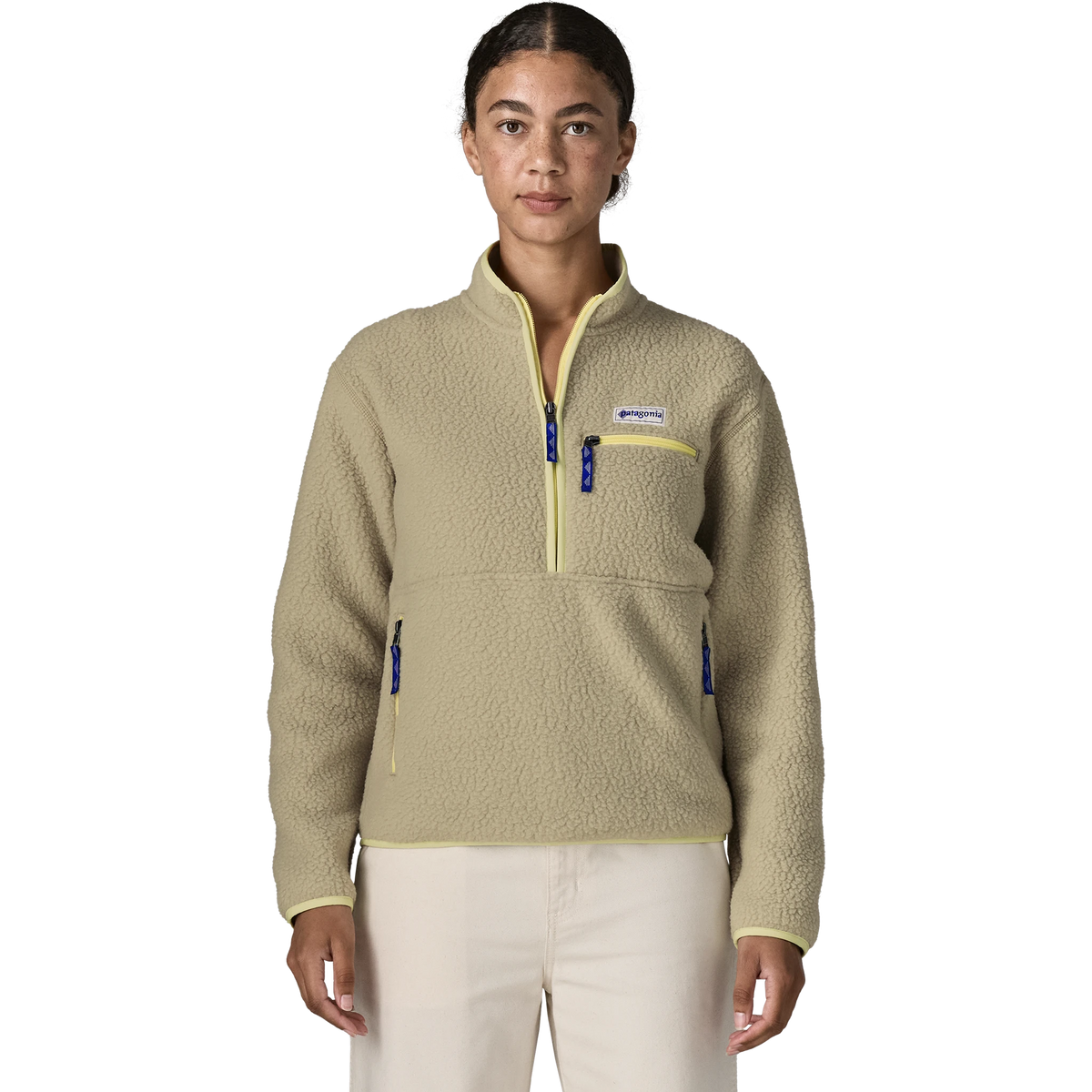Patagonia Women's Retro Pile Marsupial Fleece Pullover in Weathered Stone