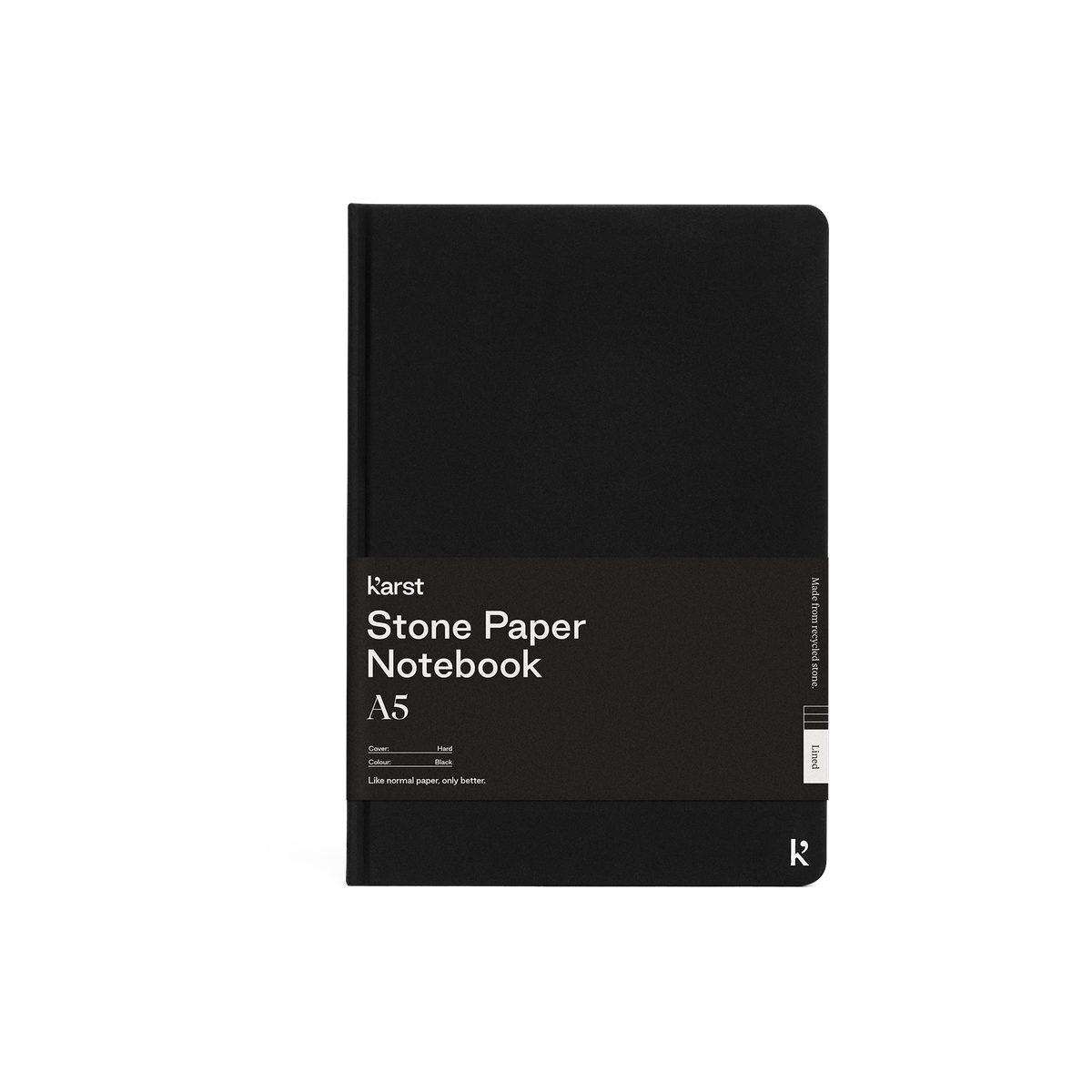 Karst Stone Paper Hardcover Notebook in Black — custom branded by Motive