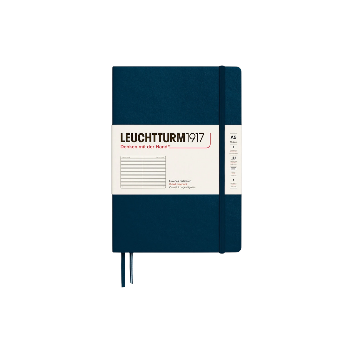 Leuchtturm1917 Hardcover Notebook A5 in Deep Sea — custom branded by Motive