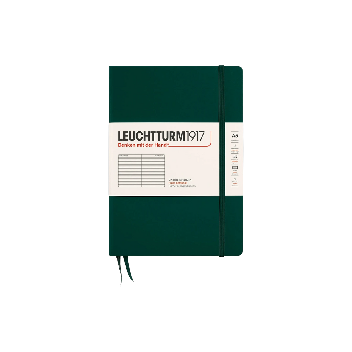 Leuchtturm1917 Hardcover Notebook A5 in Forest Green — custom branded by Motive