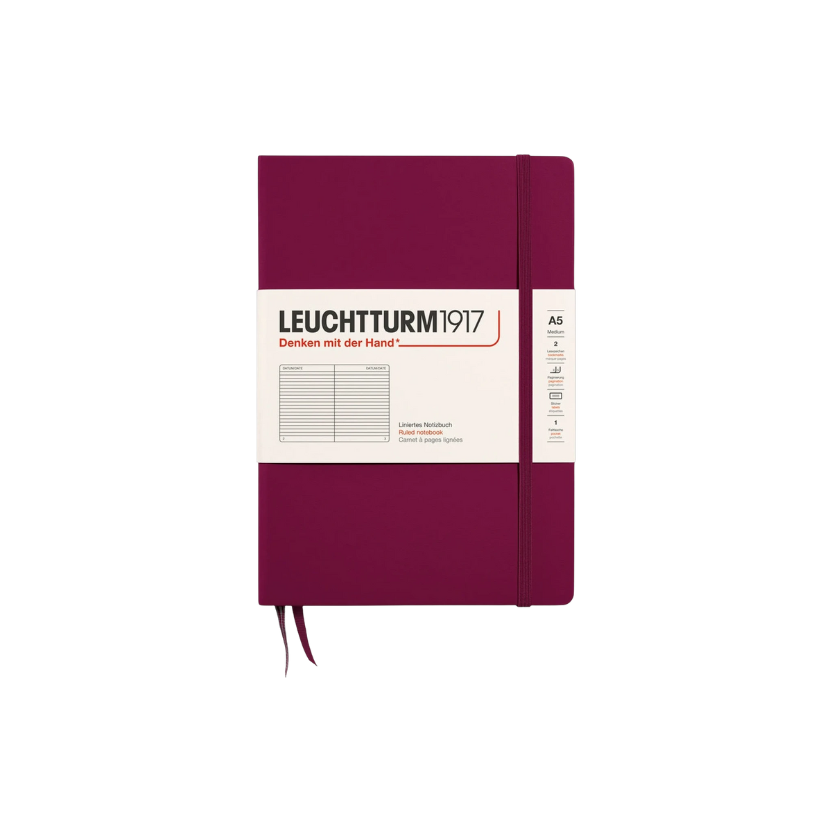 Leuchtturm1917 Hardcover Notebook A5 in Port Red — custom branded by Motive