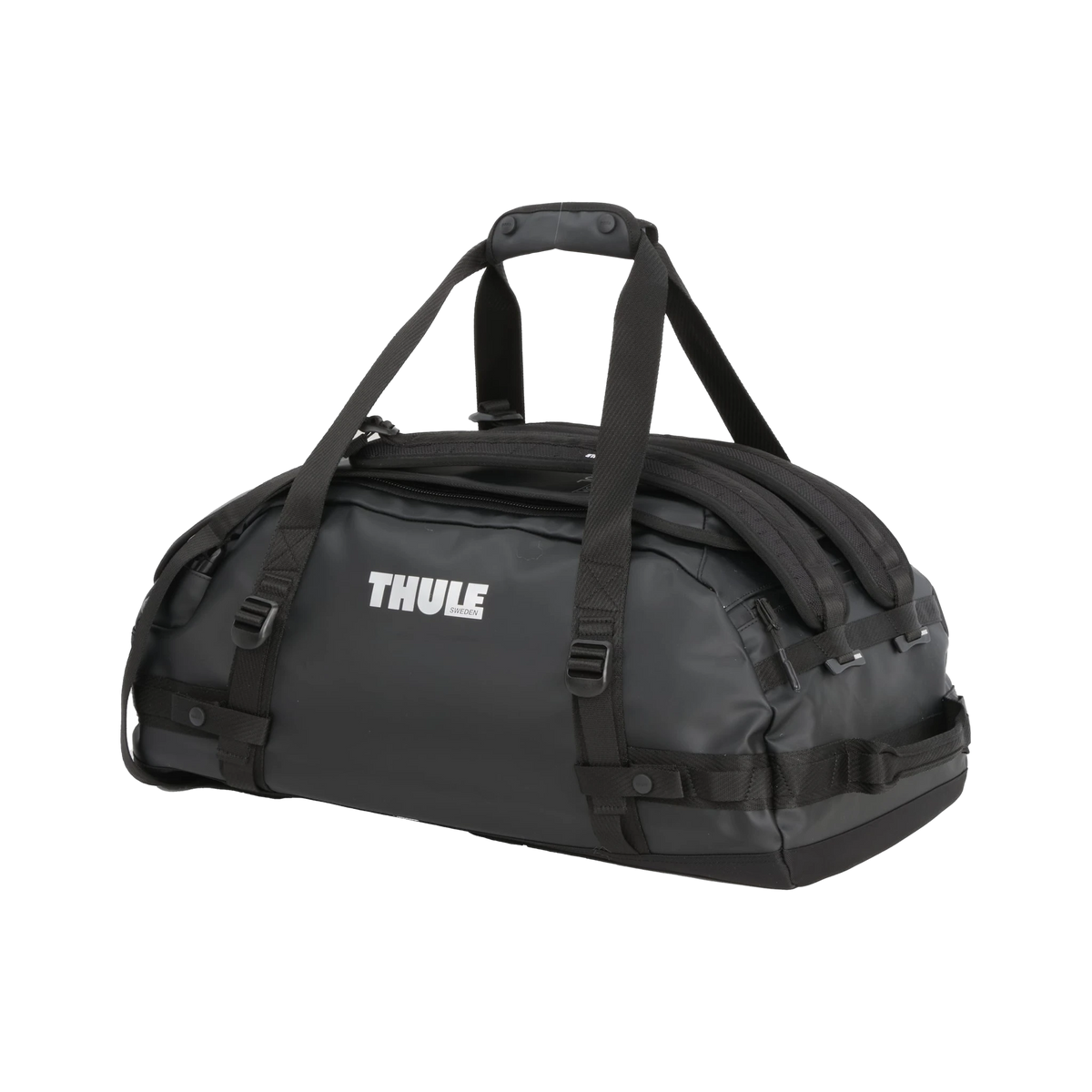 Thule Chasm Duffel in Black — custom branded by Motive