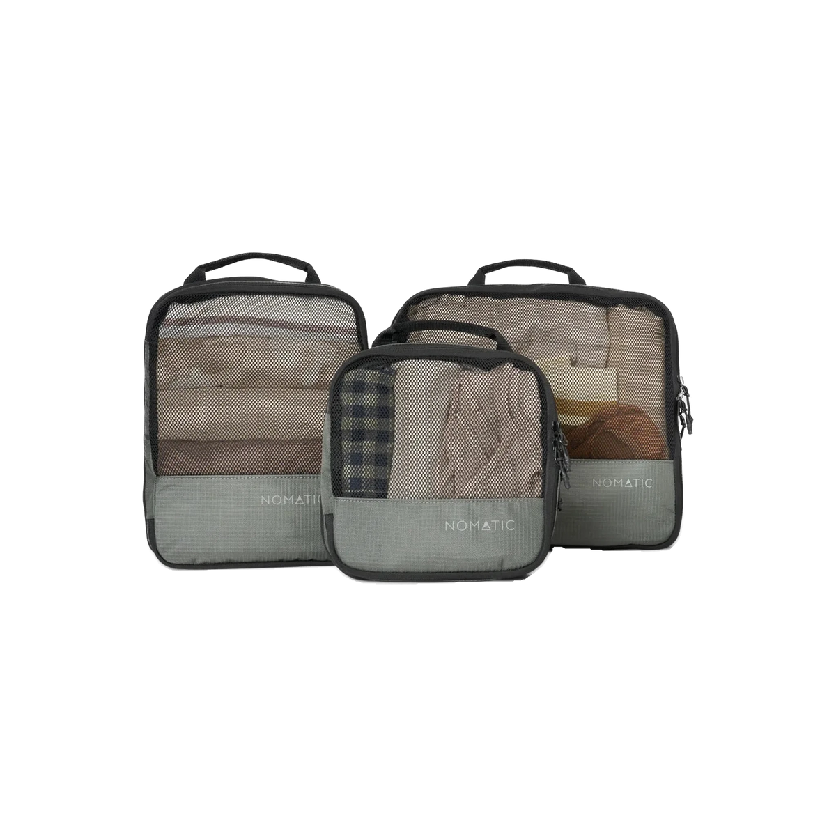 NOMATIC Compression Packing Cubes in Moss — custom branded by Motive