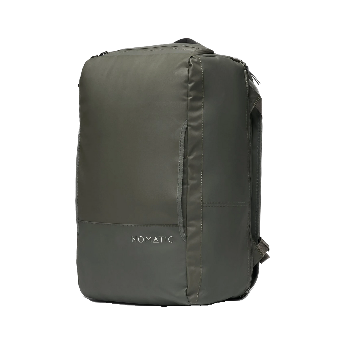 NOMATIC Travel Duffel in Olive — custom branded by Motive