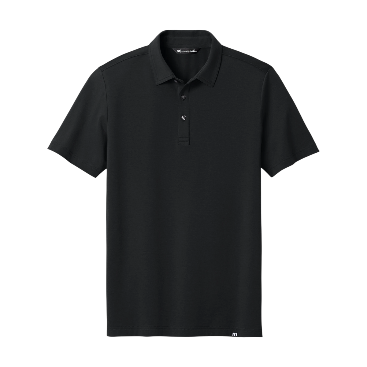 TravisMathew Glenview Polo in Black — custom branded by Motive
