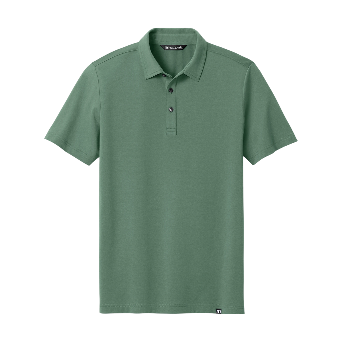 TravisMathew Glenview Polo in Laurel Green — custom branded by Motive