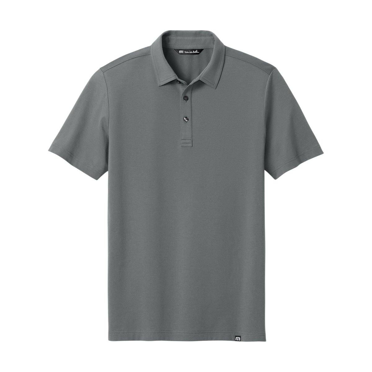 TravisMathew Glenview Polo in Quiet Shade Grey — custom branded by Motive
