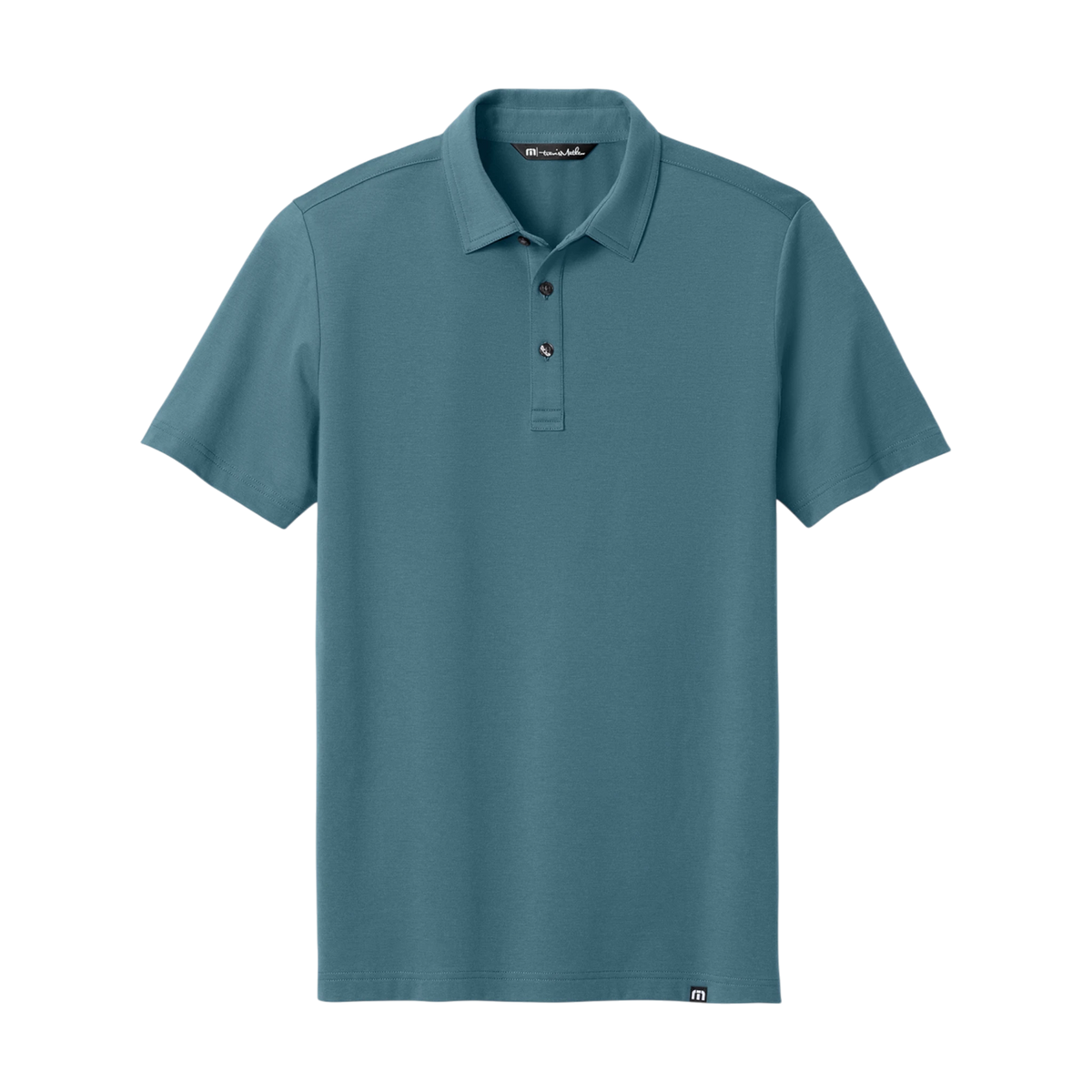 TravisMathew Glenview Polo in Stellar Blue — custom branded by Motive