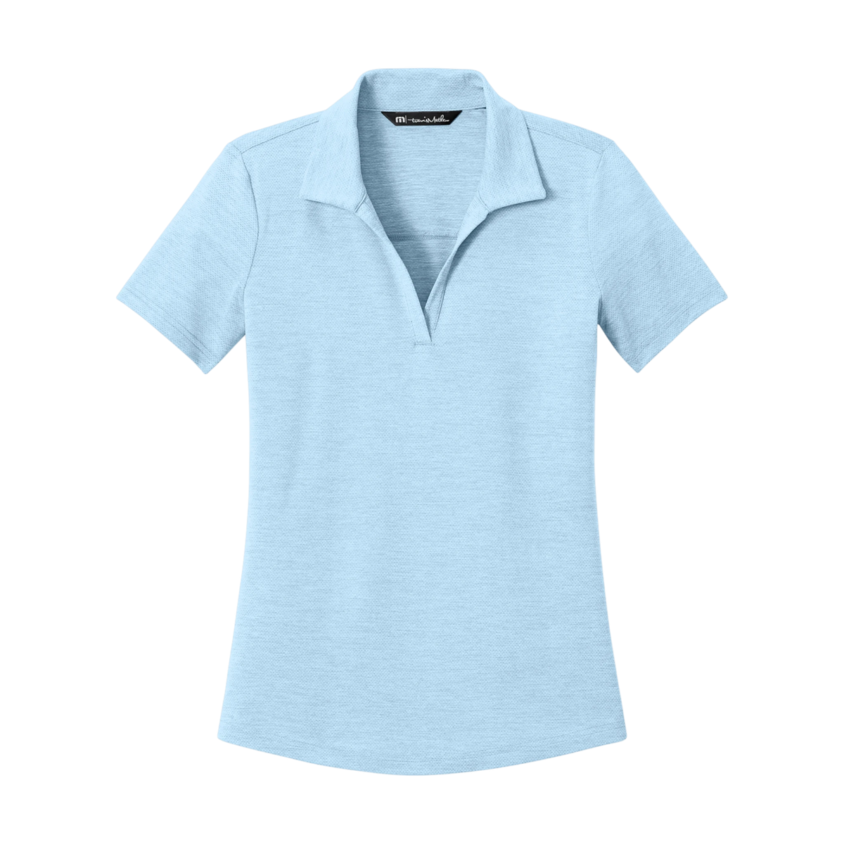 TravisMathew Women's Onward Polo in Airy Blue Heather — custom branded by Motive