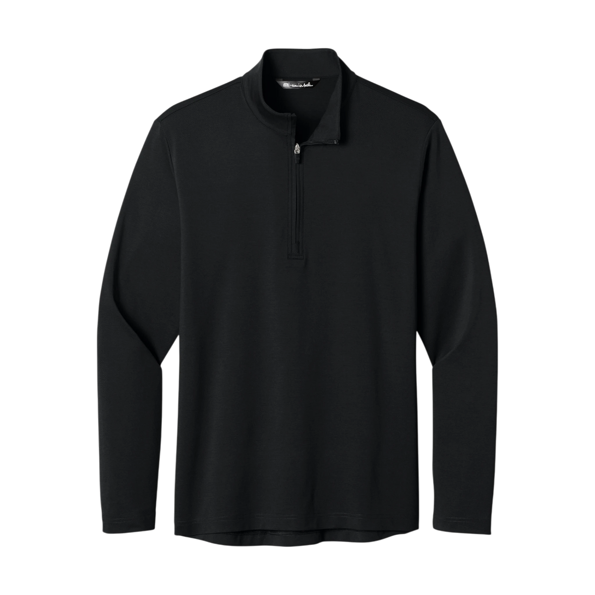 TravisMathew Onward Quarter-Zip in Black — custom branded by Motive