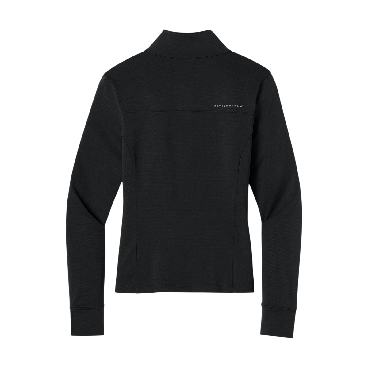 TravisMathew Women's Onward Half-Zip in Black — custom branded by Motive