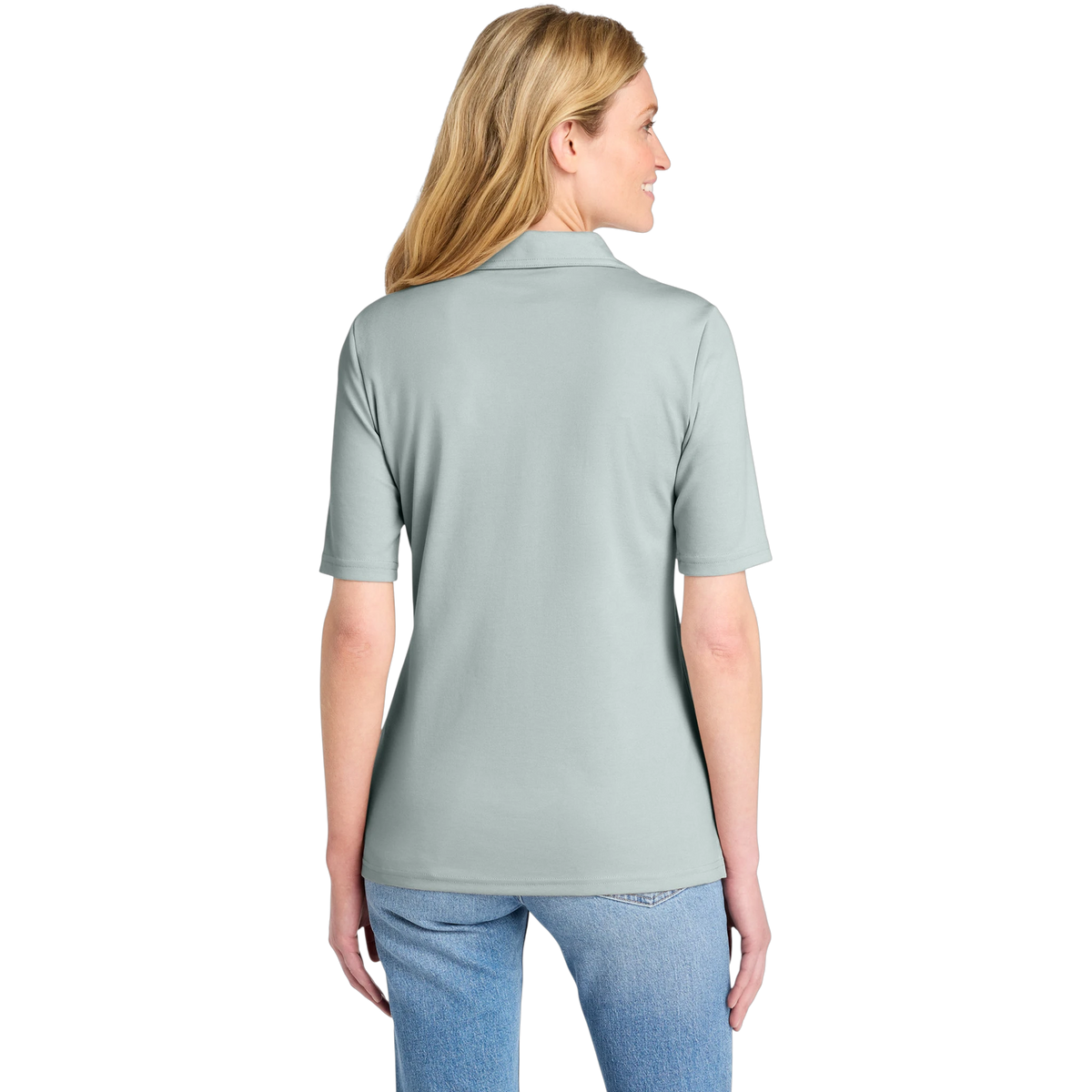 TravisMathew Women's Sunsetters Polo in Balsam Green Heather — custom branded by Motive