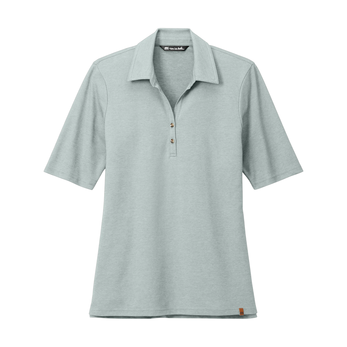 TravisMathew Women's Sunsetters Polo in Balsam Green Heather — custom branded by Motive