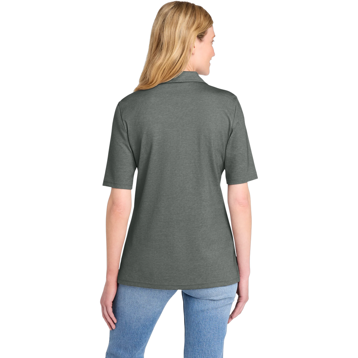 TravisMathew Women's Sunsetters Polo in Black Heather — custom branded by Motive