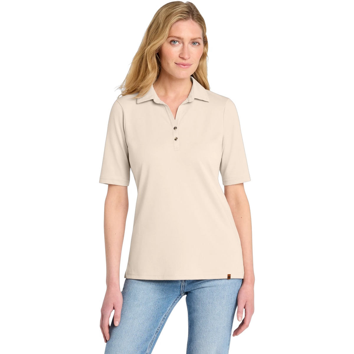 TravisMathew Women's Sunsetters Polo in Natural Heather — custom branded by Motive