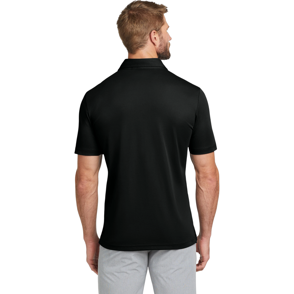 TravisMathew Oceanside Solid Polo in Black — custom branded by Motive