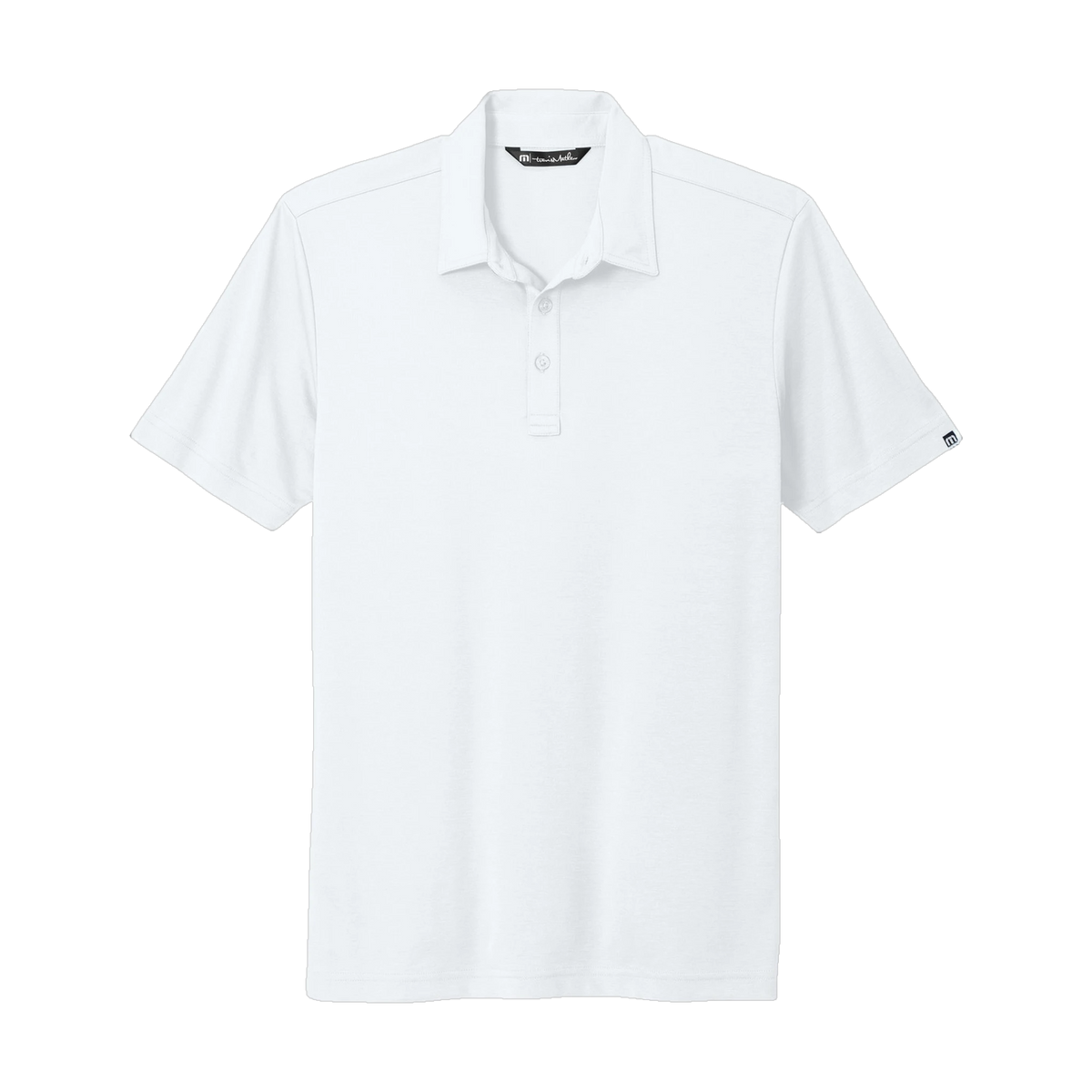 TravisMathew Oceanside Solid Polo in White — custom branded by Motive