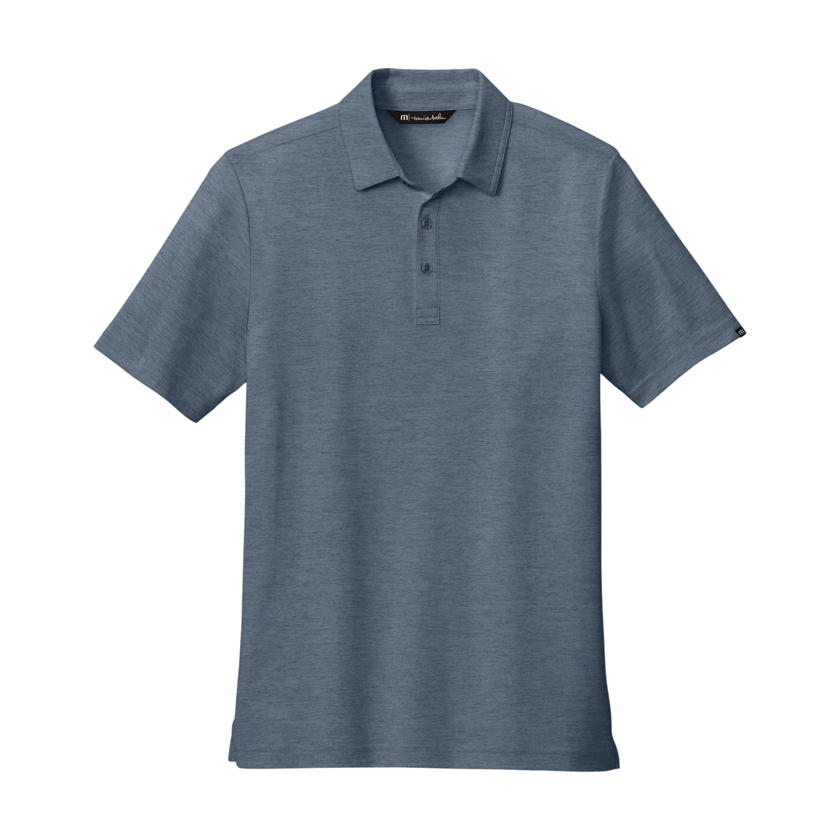 TravisMathew Oceanside Heather Polo in Blue Nights Heather — custom branded by Motive