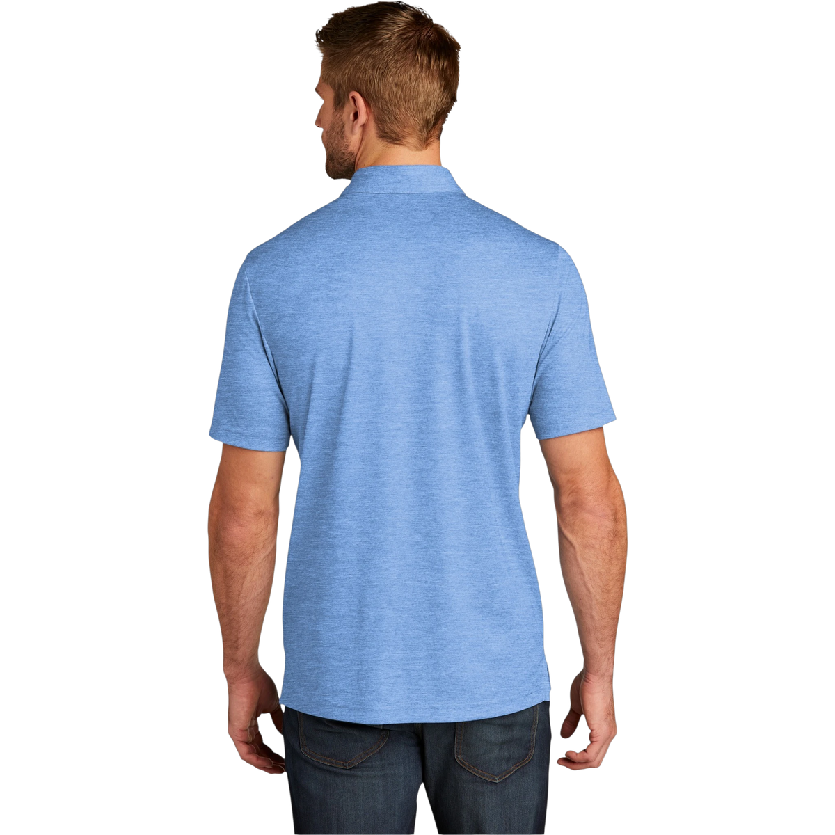TravisMathew Oceanside Heather Polo in Classic Blue Heather