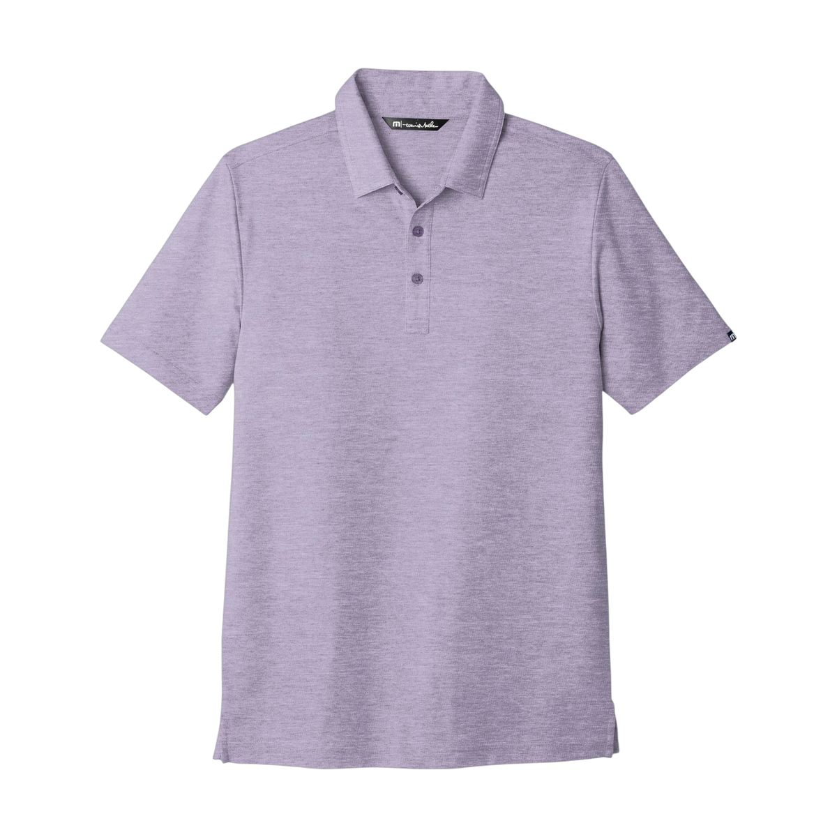 TravisMathew Oceanside Heather Polo in Purple Sage Heather — custom branded by Motive