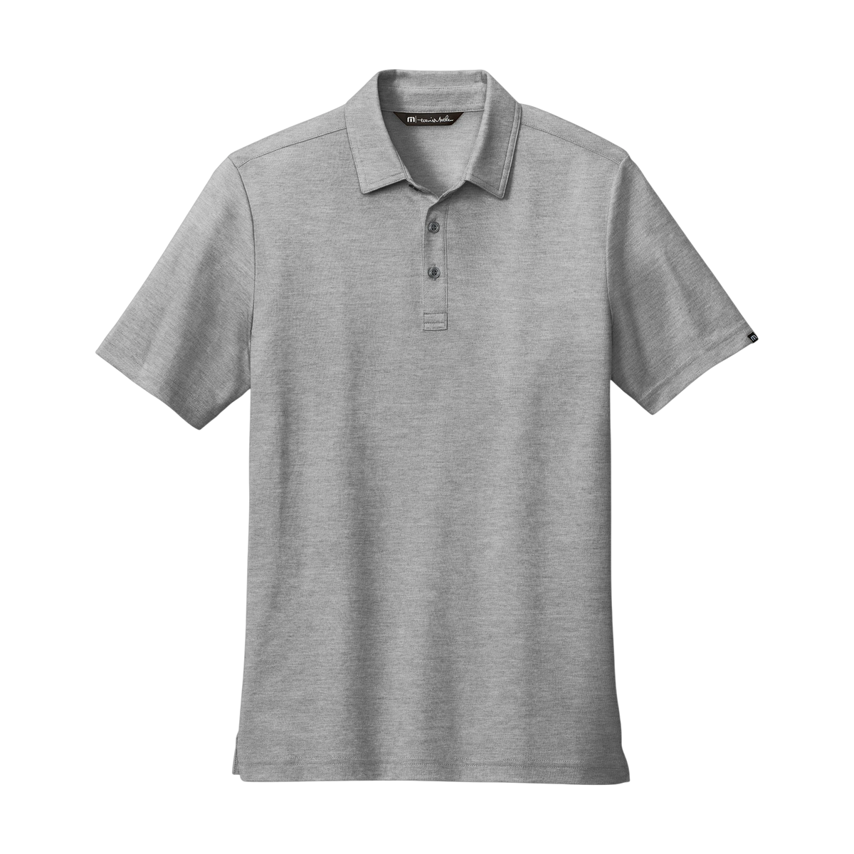 TravisMathew Oceanside Heather Polo in Quiet Shade Grey Heather — custom branded by Motive