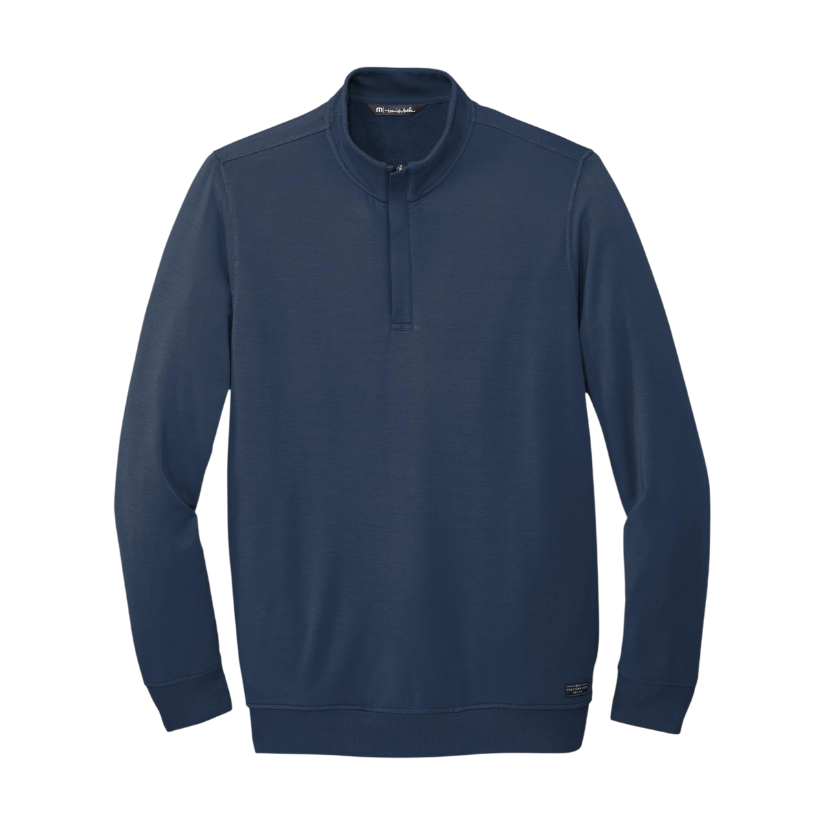 TravisMathew Newport 1/4-Zip Fleece in Blue Nights — custom branded by Motive