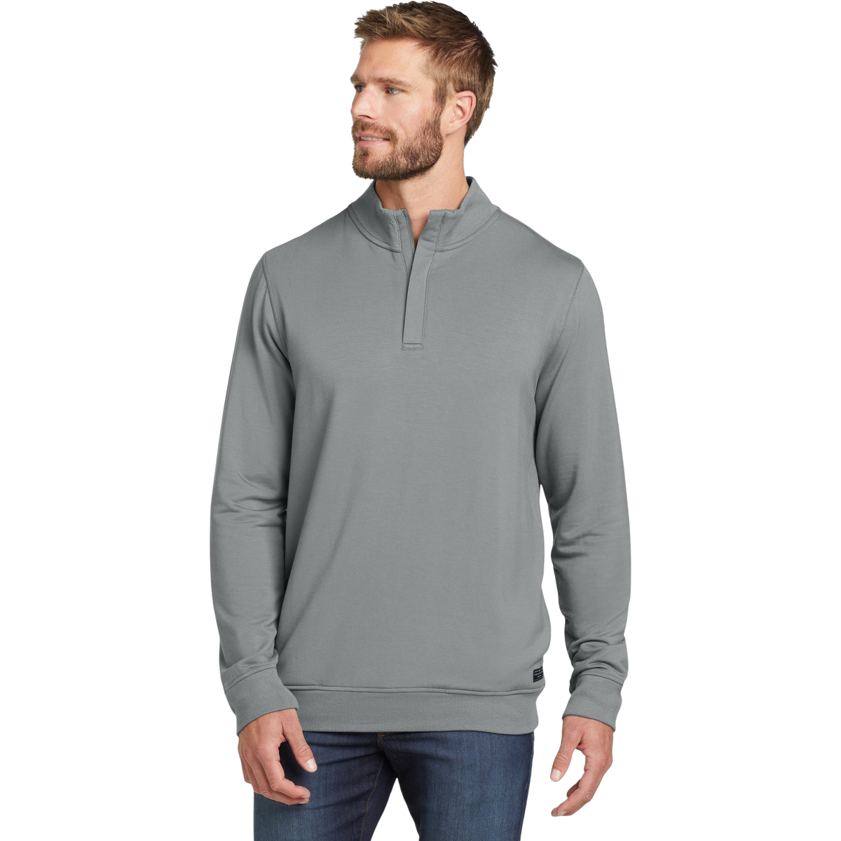 TravisMathew Newport 1/4-Zip Fleece in Quiet Shade Grey — custom branded by Motive
