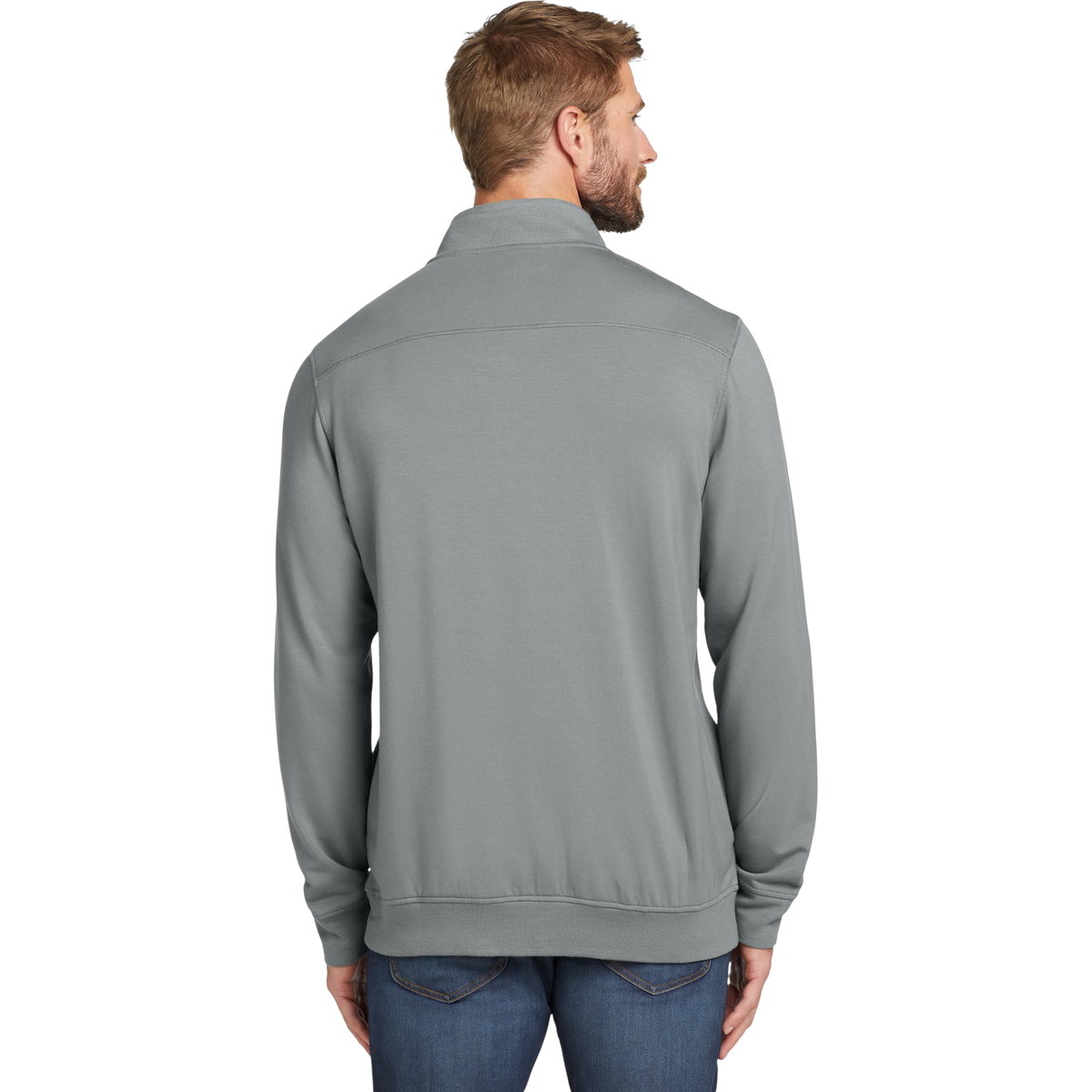 TravisMathew Newport 1/4-Zip Fleece in Quiet Shade Grey — custom branded by Motive