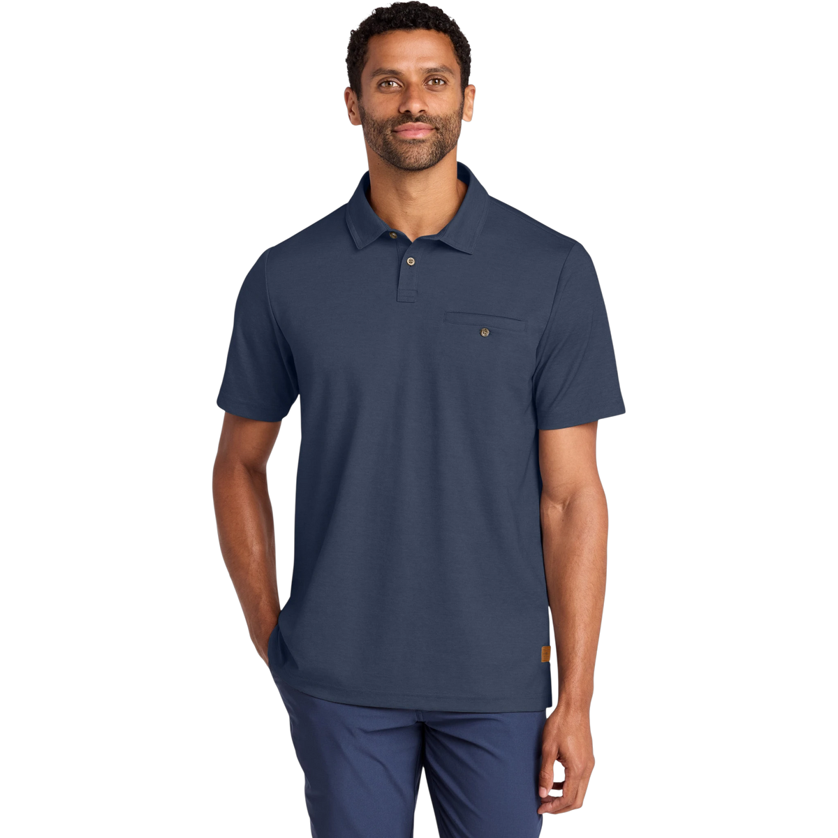 TravisMathew Sunsetters Pocket Polo in Blue Nights — custom branded by Motive