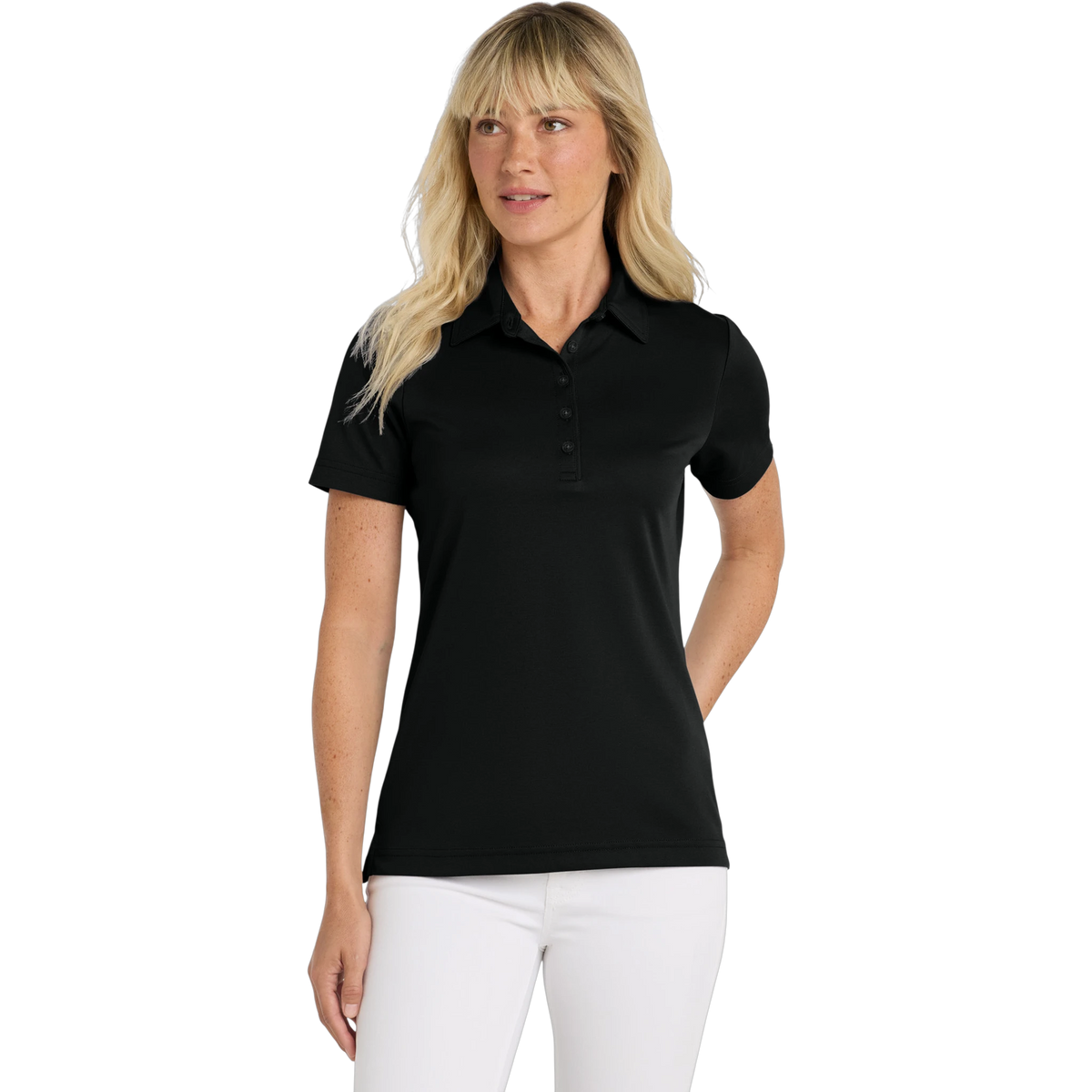TravisMathew Women's Oceanside Solid Polo in Black