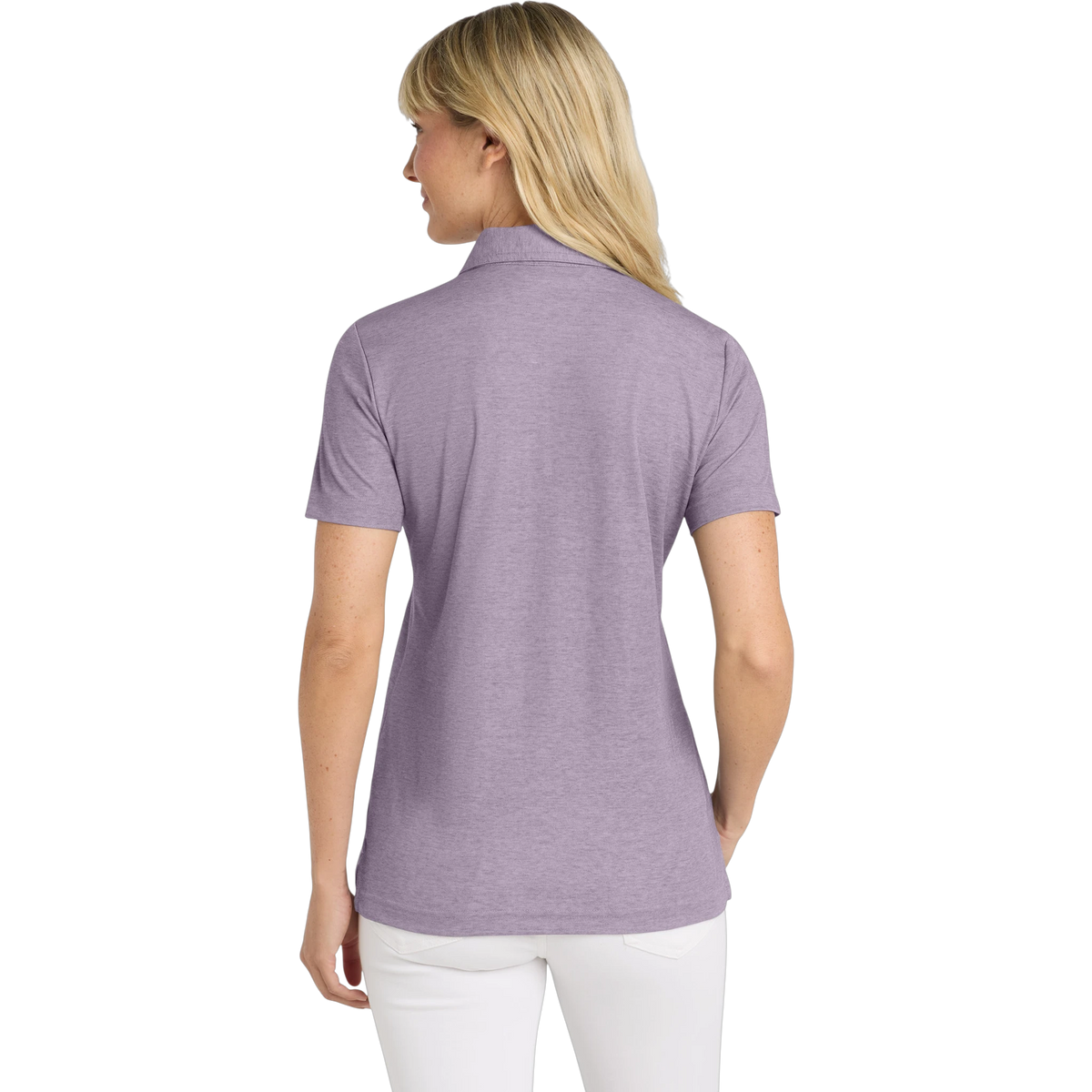 TravisMathew Women's Oceanside Heather Polo in Purple Sage Heather — custom branded by Motive